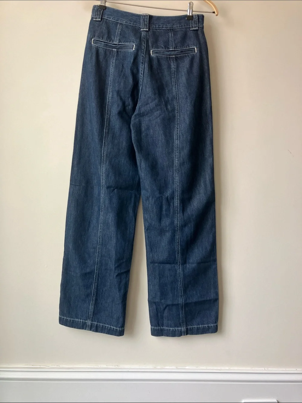MADEWELL The Perfect Vintage Wide-Leg Trouser Jean Dark Blue Pleats Size 26 NWT